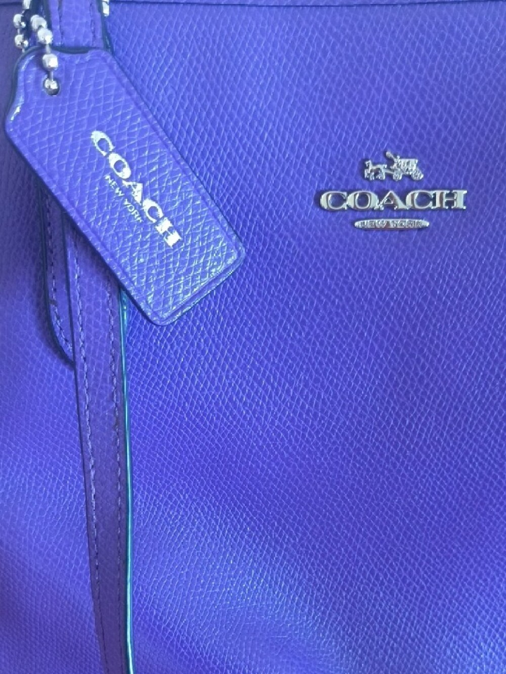 Coach Purple Leather Tote with Gold Logo Hardware - Picture 2 of 6